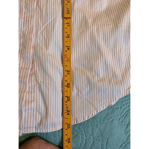 Lauren‎ Ralph Lauren Women's Medium Peach/Pink Striped Long Sleeve Button-Up Top - Picture 8 of 8